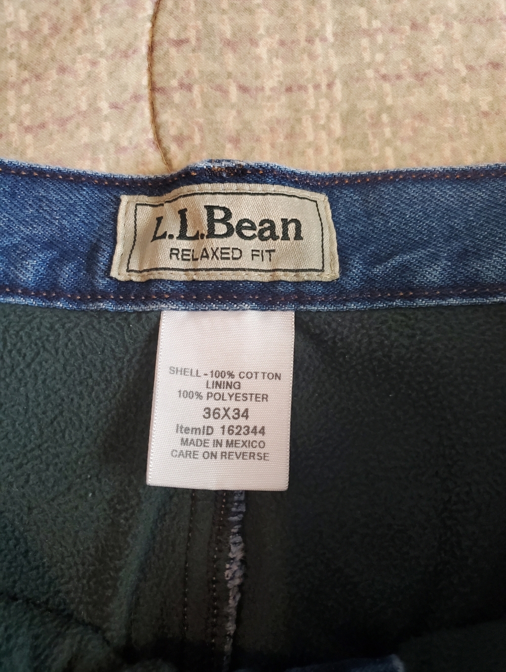 LL Bean Insulated Jeans Fleece Lined Relaxed Fit Men’s Medium Wash Size 36x34. - Picture 2 of 6